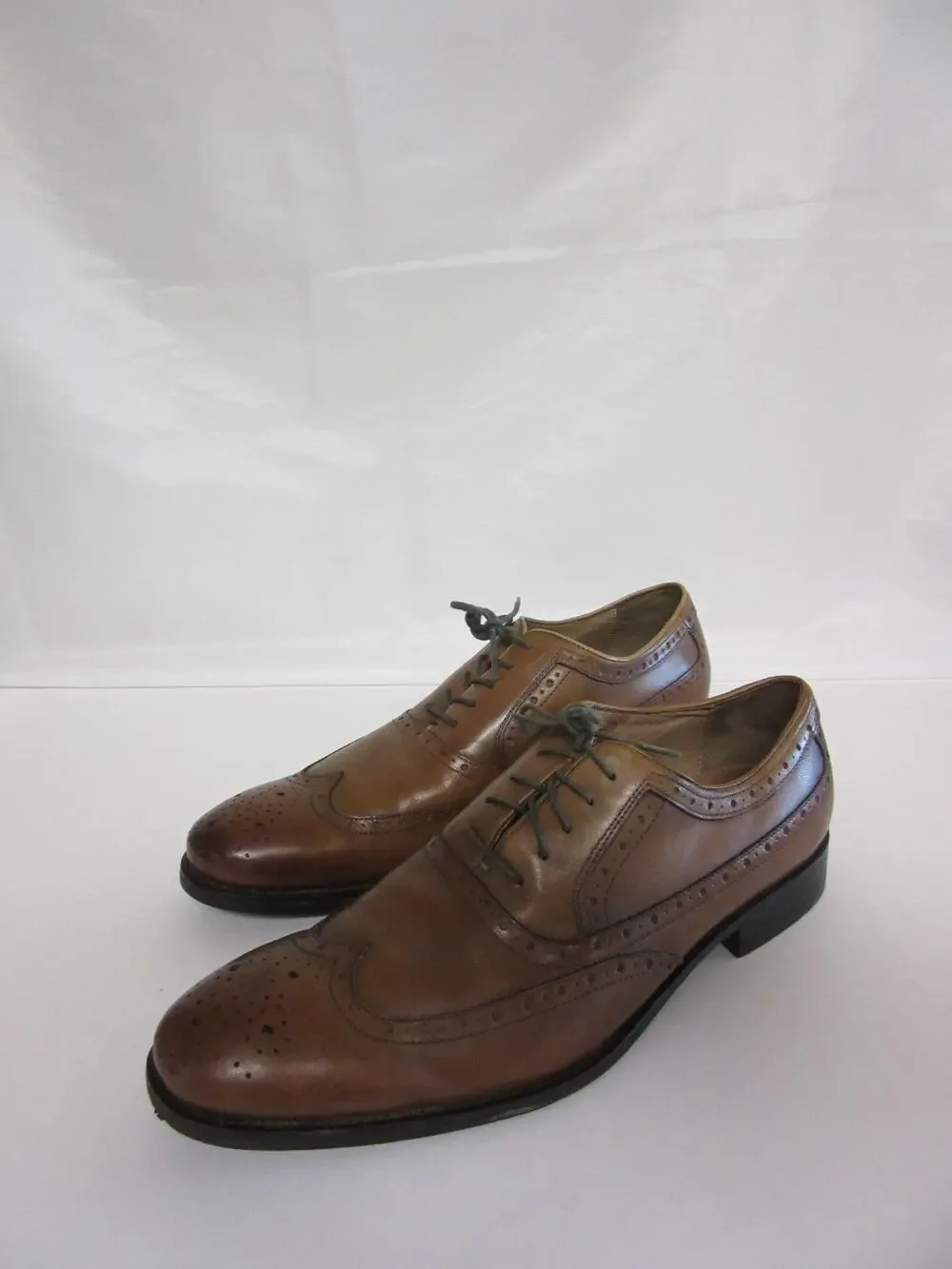 JOHNSTON & MURPHY Camel 12M Wingtip Lace Up Oxford Dress Flex System Shoes